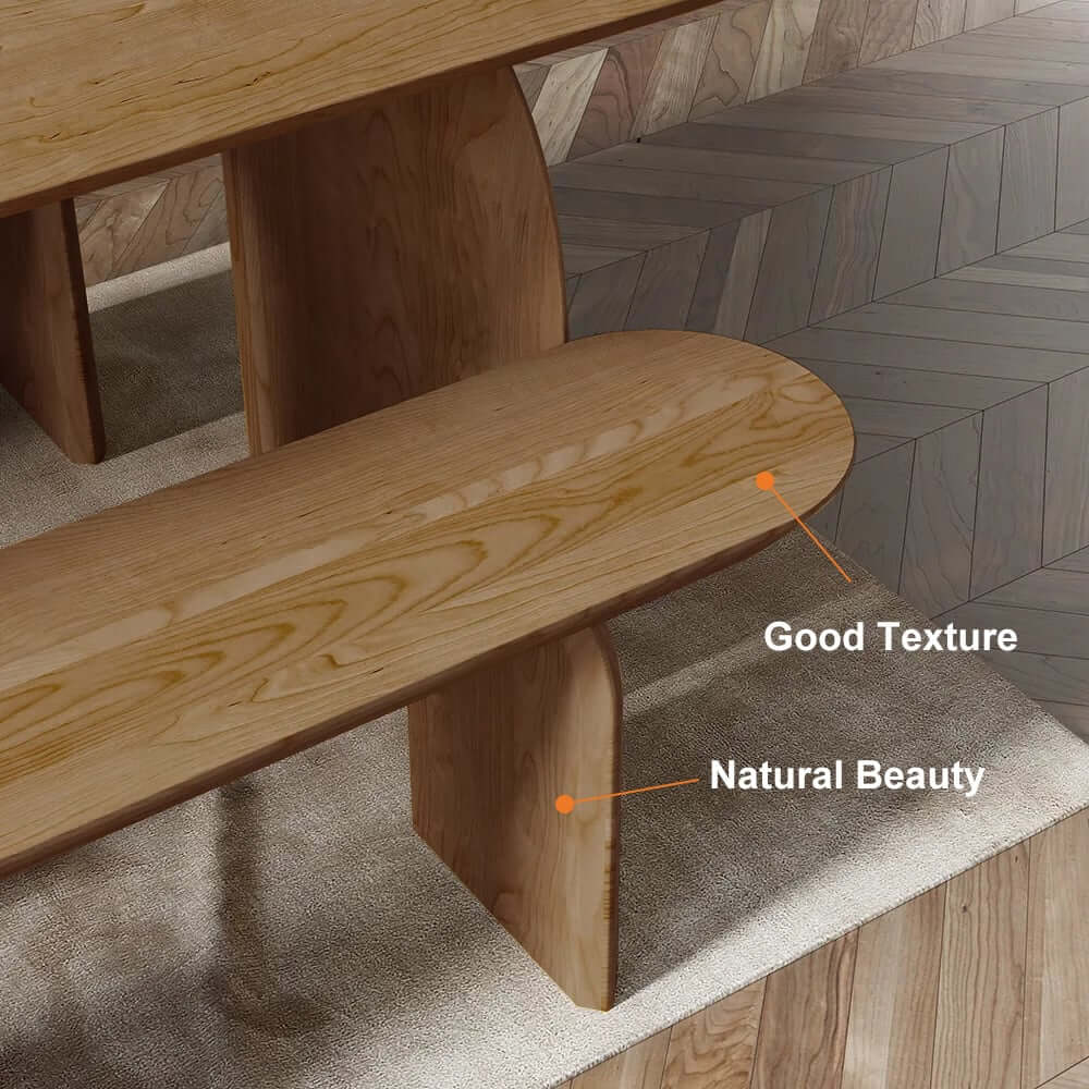 Japandi Solid Walnut Dining Bench with Oval Design