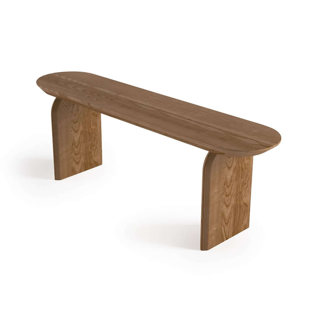 Japandi Solid Walnut Dining Bench with Oval Design