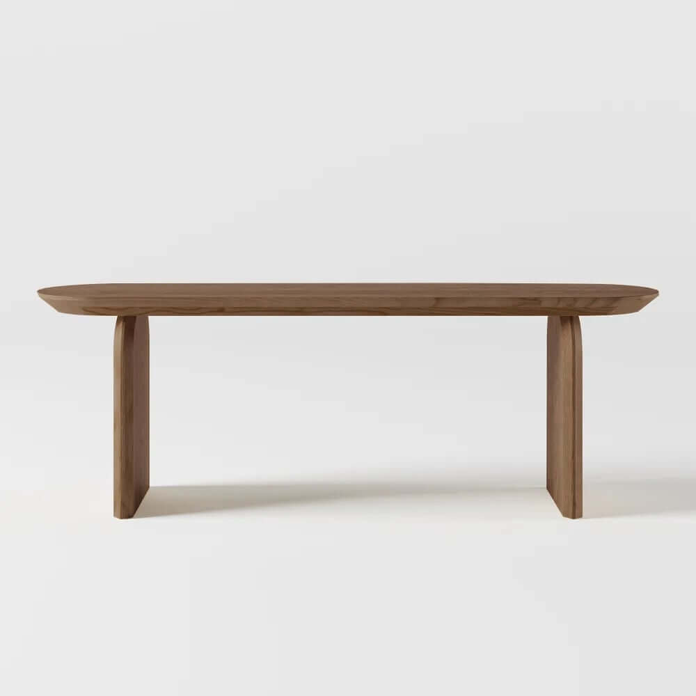 Japandi Solid Walnut Dining Bench with Oval Design
