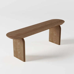 Japandi Solid Walnut Dining Bench with Oval Design