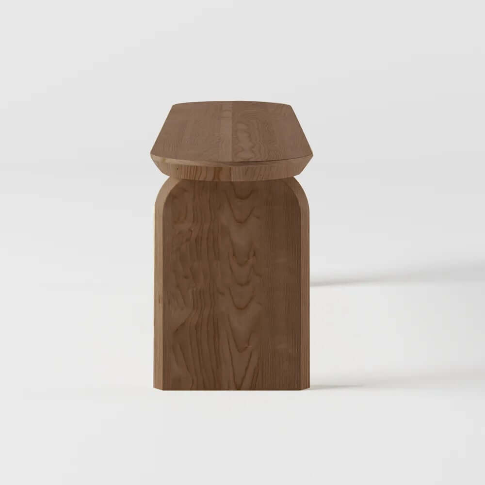 Japandi Solid Walnut Dining Bench with Oval Design