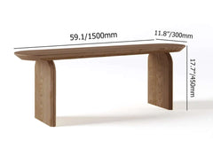 Japandi Solid Walnut Dining Bench with Oval Design Dimensions