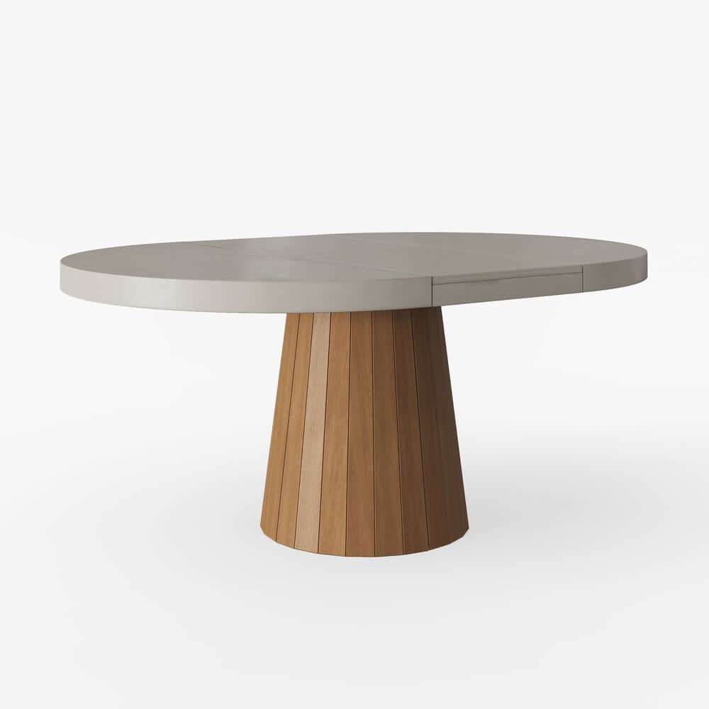 Japandi Style Extendable Oak Veneer Dining Table