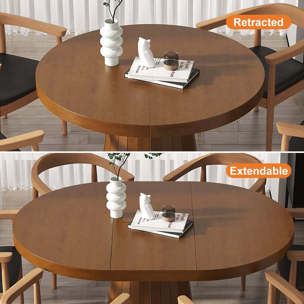 Japandi Style Extendable Oak Veneer Dining Table