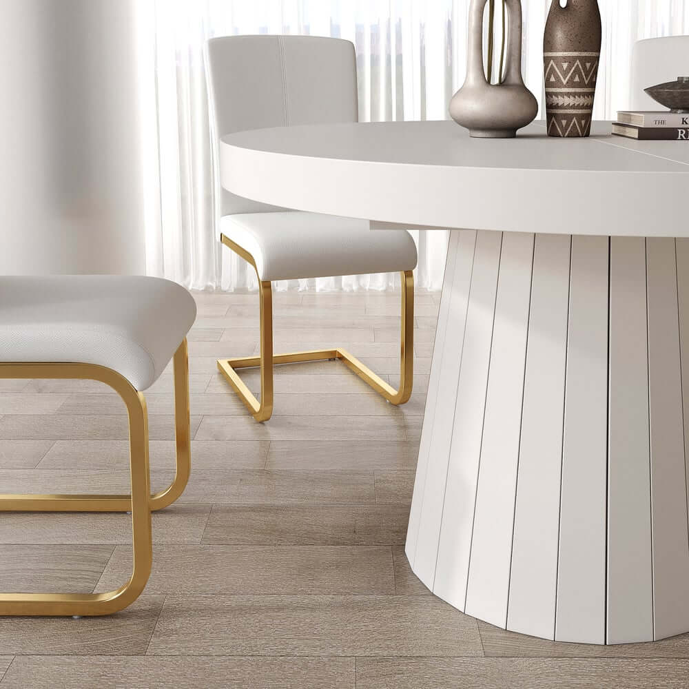 Japandi Style Extendable Oak Veneer Dining Table