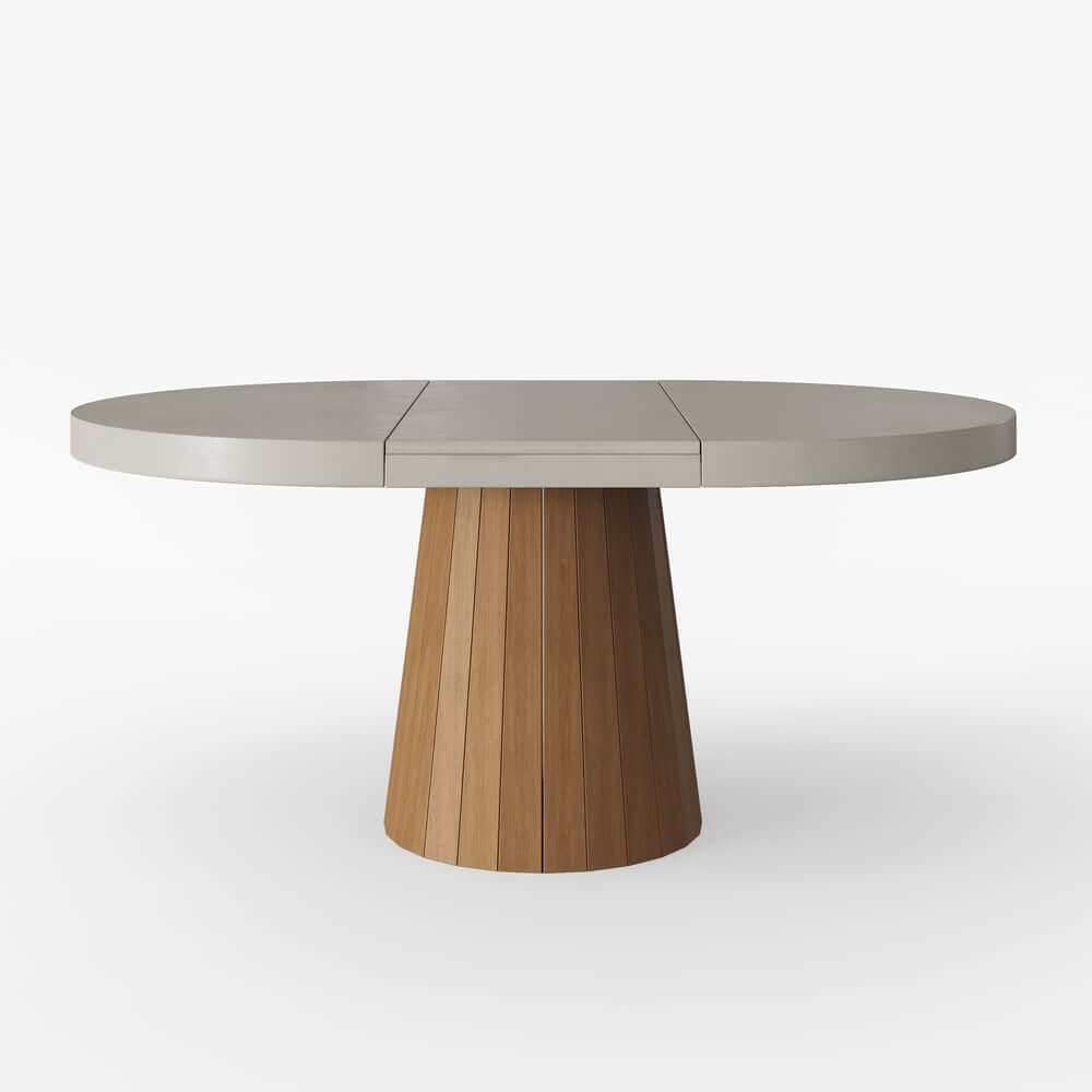 Japandi Style Extendable Oak Veneer Dining Table