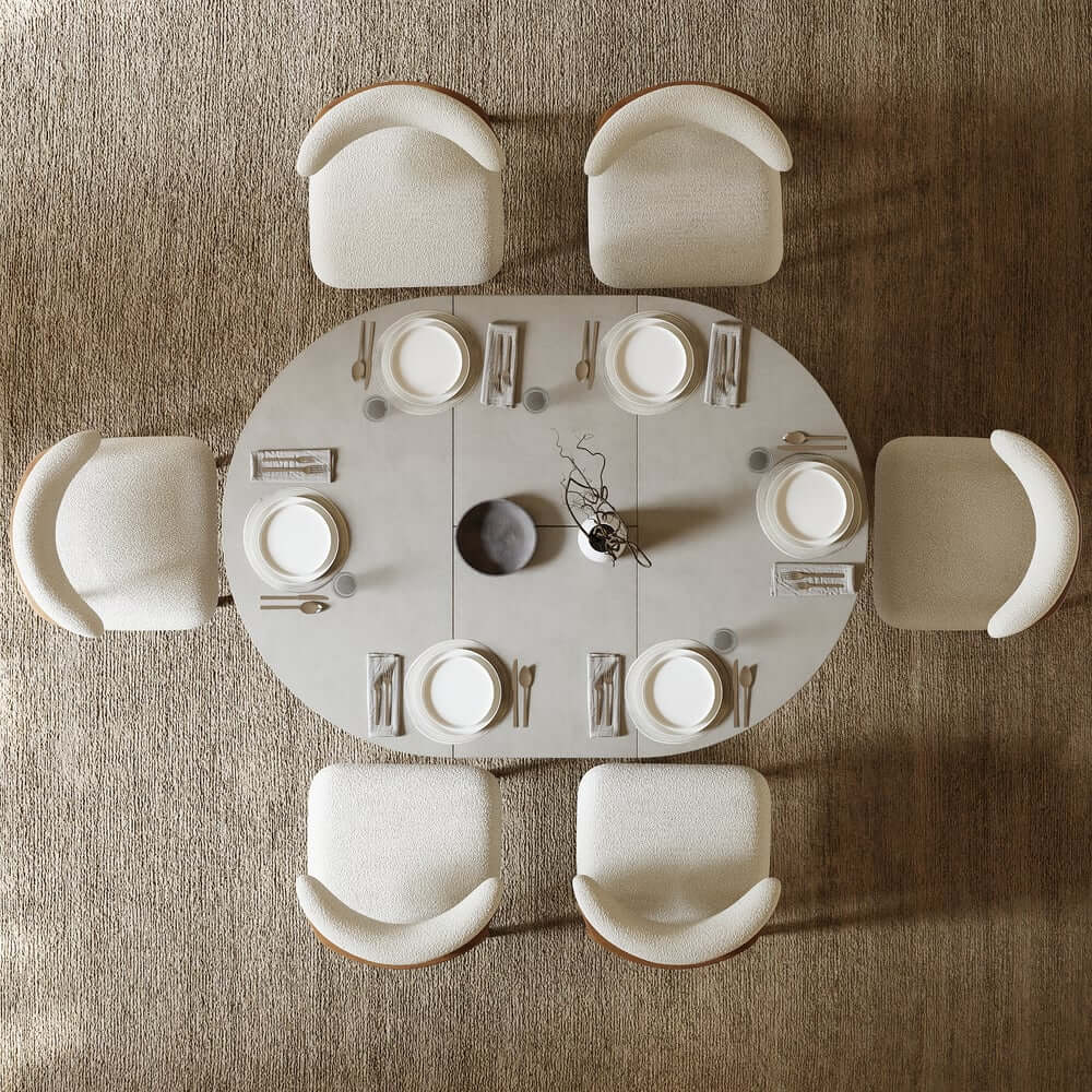 Japandi Style Extendable Oak Veneer Dining Table