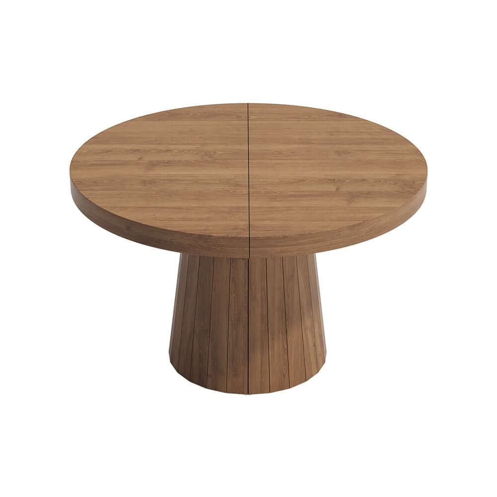 Japandi Style Extendable Oak Veneer Dining Table