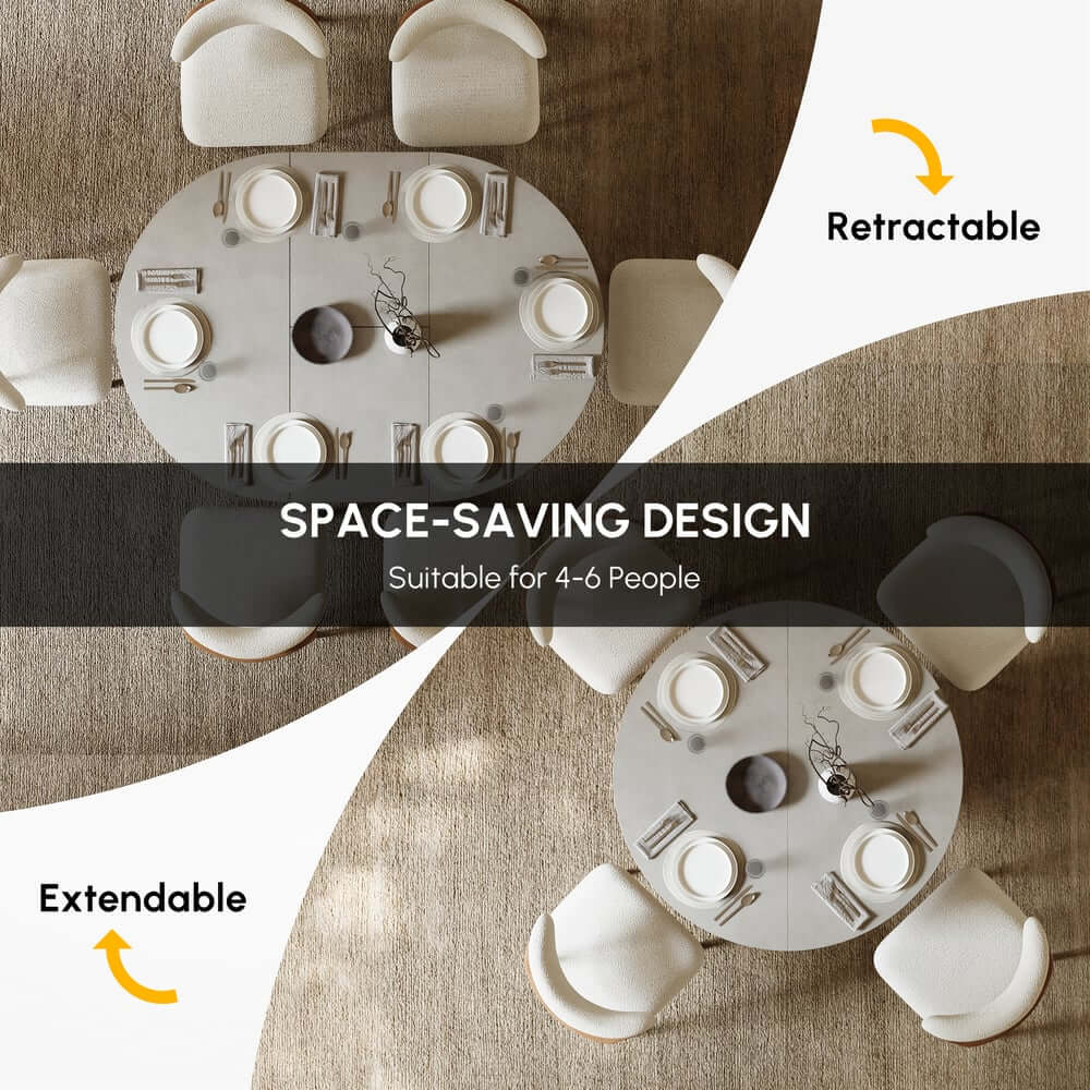 Japandi Style Extendable Oak Veneer Dining Table