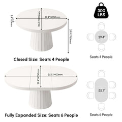 Japandi Style Extendable Oak Veneer Dining Table Dimensions