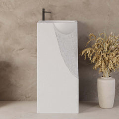 Japandi Style Stone Resin Freestanding Pedestal Sink