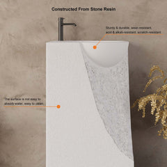 Japandi Style Stone Resin Freestanding Pedestal Sink