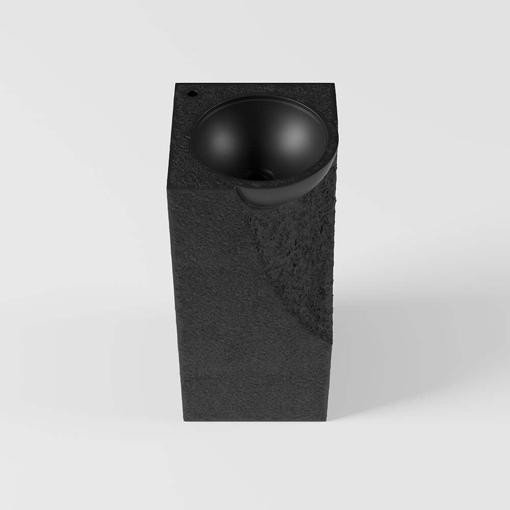 Japandi Style Stone Resin Freestanding Pedestal Sink