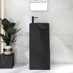 Japandi Style Stone Resin Freestanding Pedestal Sink