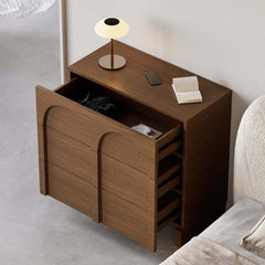 Japandi Style Three-Drawer Dresser in White and Walnut