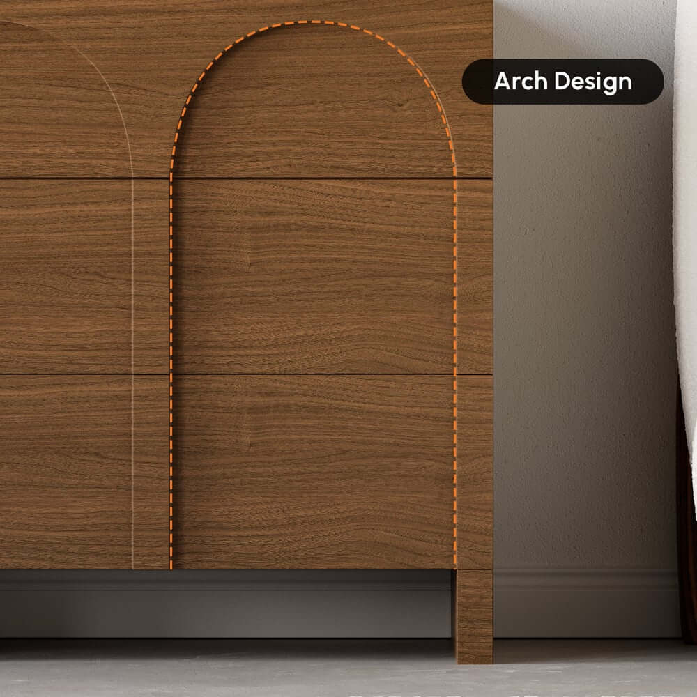 Japandi Style Three-Drawer Dresser in White and Walnut