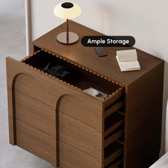 Japandi Style Three-Drawer Dresser in White and Walnut