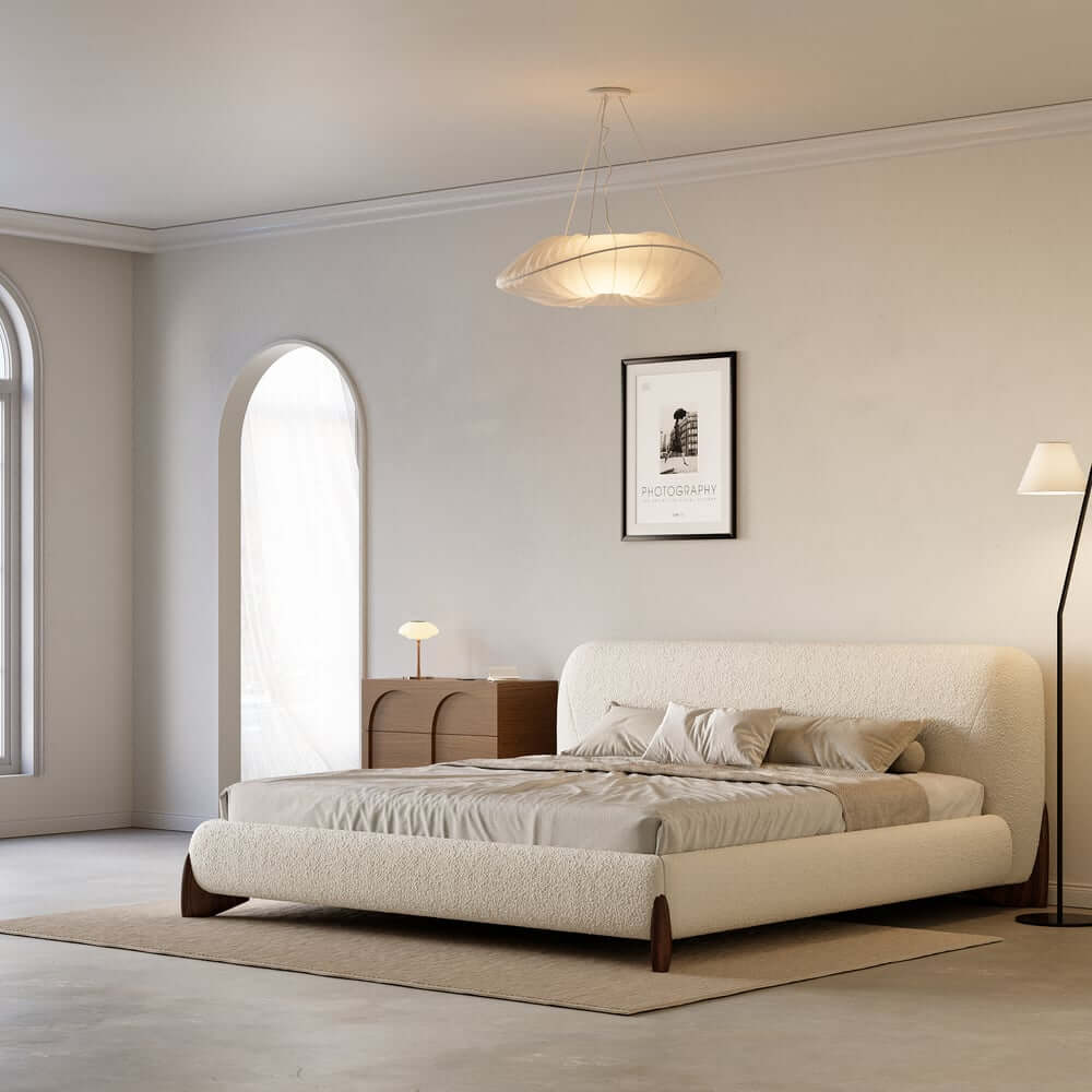 Japandi Style Three-Drawer Dresser in White and Walnut