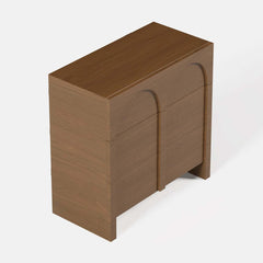 Japandi Style Three-Drawer Dresser in White and Walnut