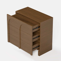 Japandi Style Three-Drawer Dresser in White and Walnut