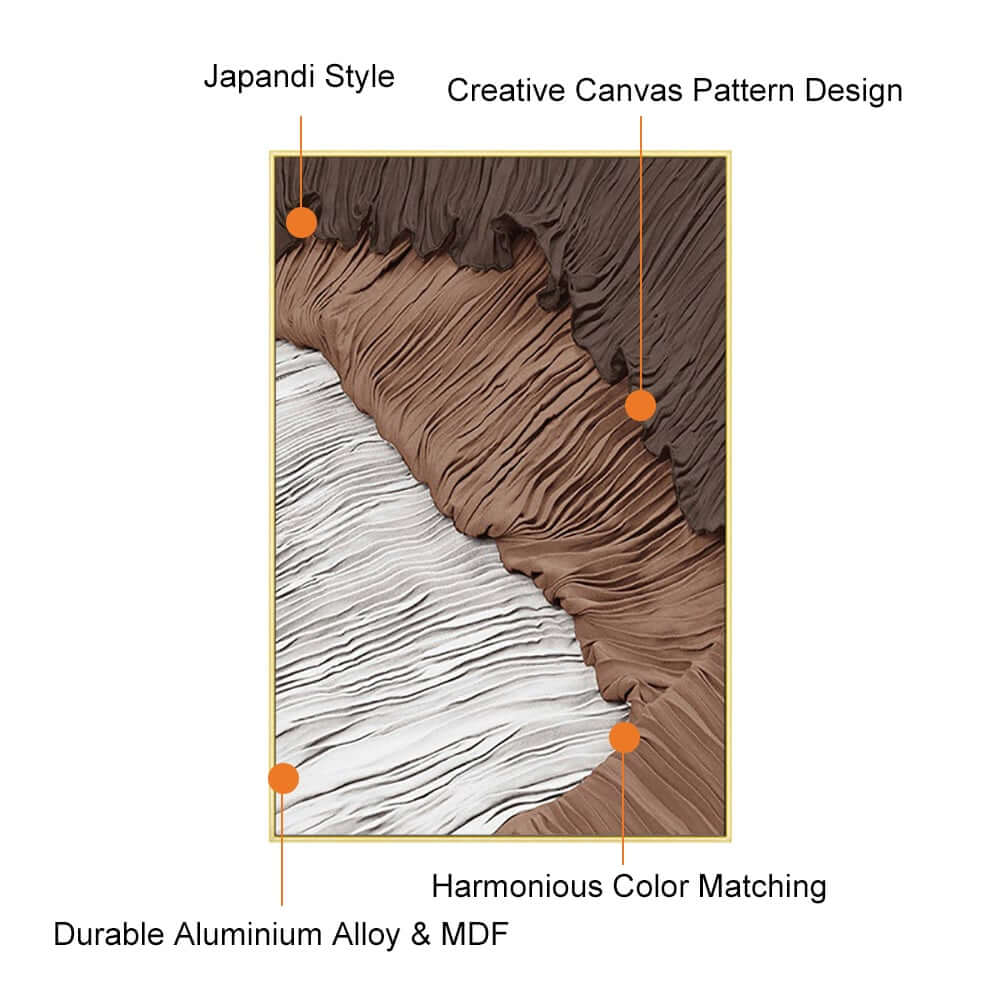 Japandi Wall Art with Abstract Texture in White and Brown