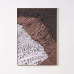 Japandi Wall Art with Abstract Texture in White and Brown