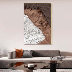 Japandi Wall Art with Abstract Texture in White and Brown