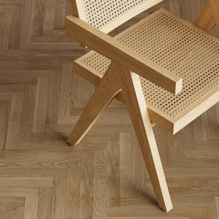 Japandi Walnut Arm Chair Set with Solid Back Design