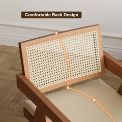 Japandi Walnut Arm Chair Set with Solid Back Design