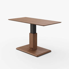 Japandi Walnut Lift-Top Coffee Table With Pedestal Base