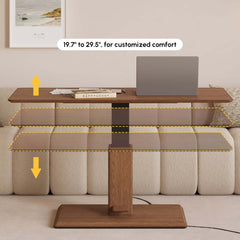 Japandi Walnut Lift-Top Coffee Table With Pedestal Base