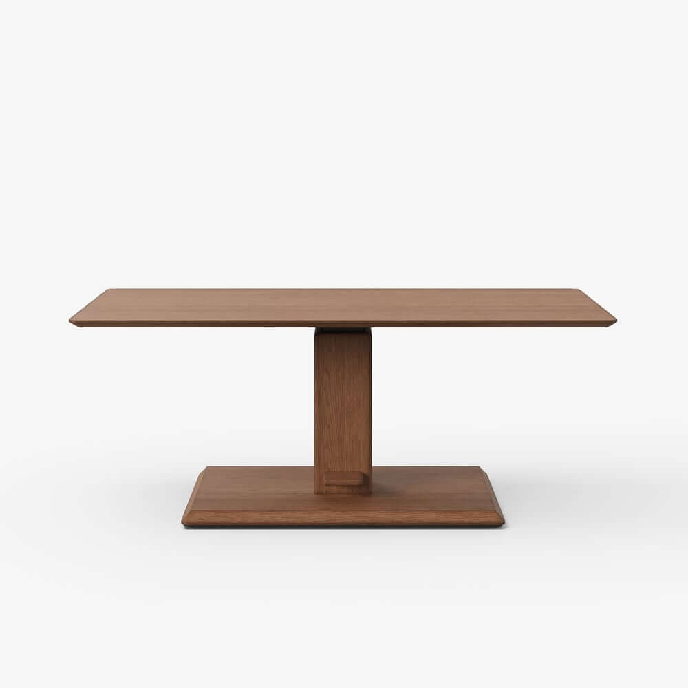 Japandi Walnut Lift-Top Coffee Table With Pedestal Base