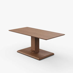 Japandi Walnut Lift-Top Coffee Table With Pedestal Base