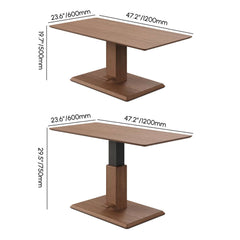 Japandi Walnut Lift-Top Coffee Table With Pedestal Base Dimensions