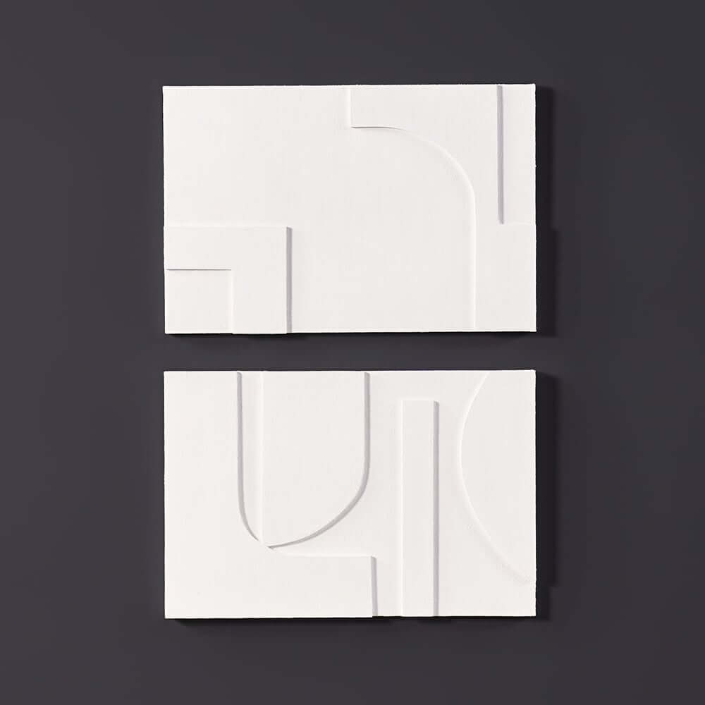 Japandi Wooden Wall Art Set with 3D Geometric Design