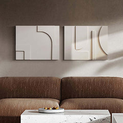 Japandi Wooden Wall Art Set with 3D Geometric Design