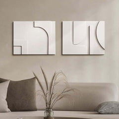 Japandi Wooden Wall Art Set with 3D Geometric Design
