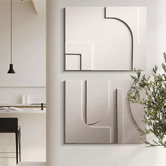Japandi Wooden Wall Art Set with 3D Geometric Design