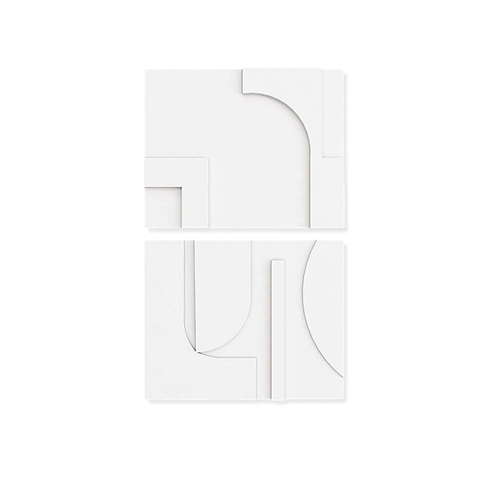 Japandi Wooden Wall Art Set with 3D Geometric Design