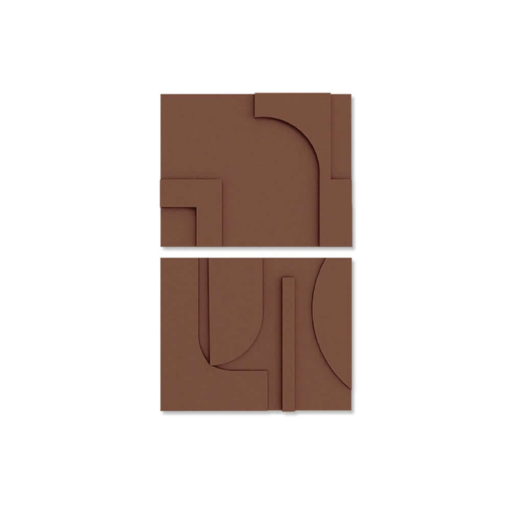 Japandi Wooden Wall Art Set with 3D Geometric Design