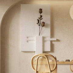 Japandi Wooden Wall Art with 3D Sandstone Texture and Vase Feature