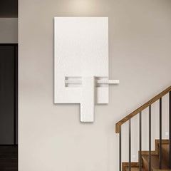 Japandi Wooden Wall Art with 3D Sandstone Texture and Vase Feature