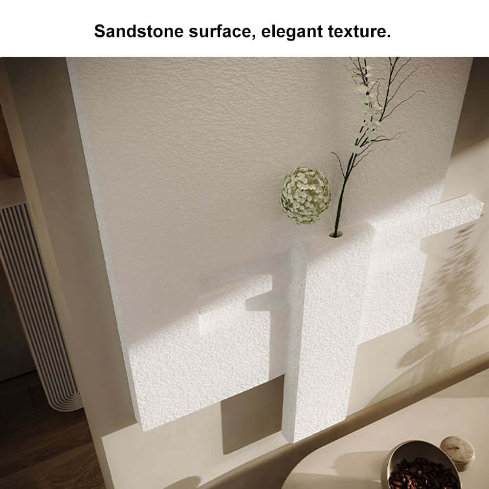 Japandi Wooden Wall Art with 3D Sandstone Texture and Vase Feature