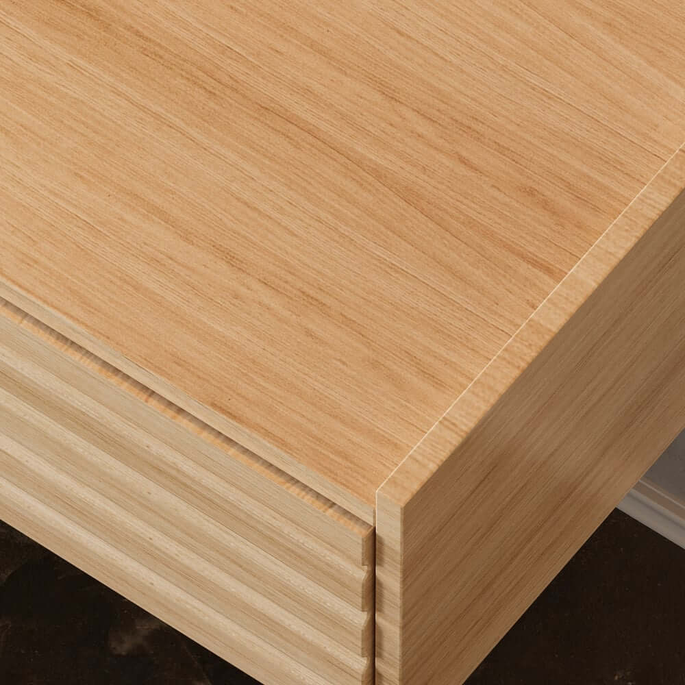 Japanese Style Floating Platform Bed with LED Lighting and Drawers