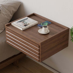 Japanese Style Floating Platform Bed with LED Lighting and Drawers