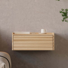 Japanese Style Floating Platform Bed with LED Lighting and Drawers