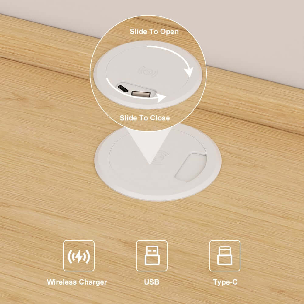 Japanese Style Floating Platform Bed with LED Lighting and Drawers