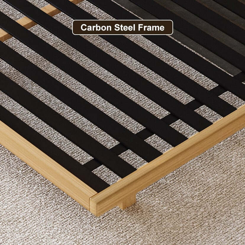 Japanese Style Floating Platform Bed with LED Lighting and Drawers