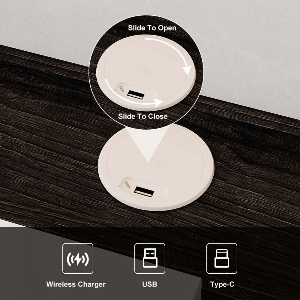 Japanese Style Floating Platform Bed with LED Lighting and Drawers