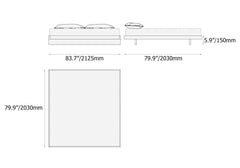 Japanese Style Floating Platform Bed with LED Lighting and Drawers Dimensions